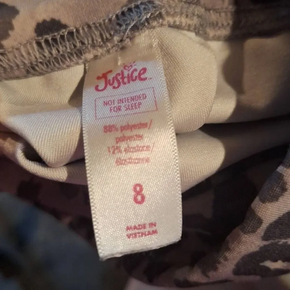 Justice Girls Cat Meow Grey Leopard Print Leggings‎ Size 8
